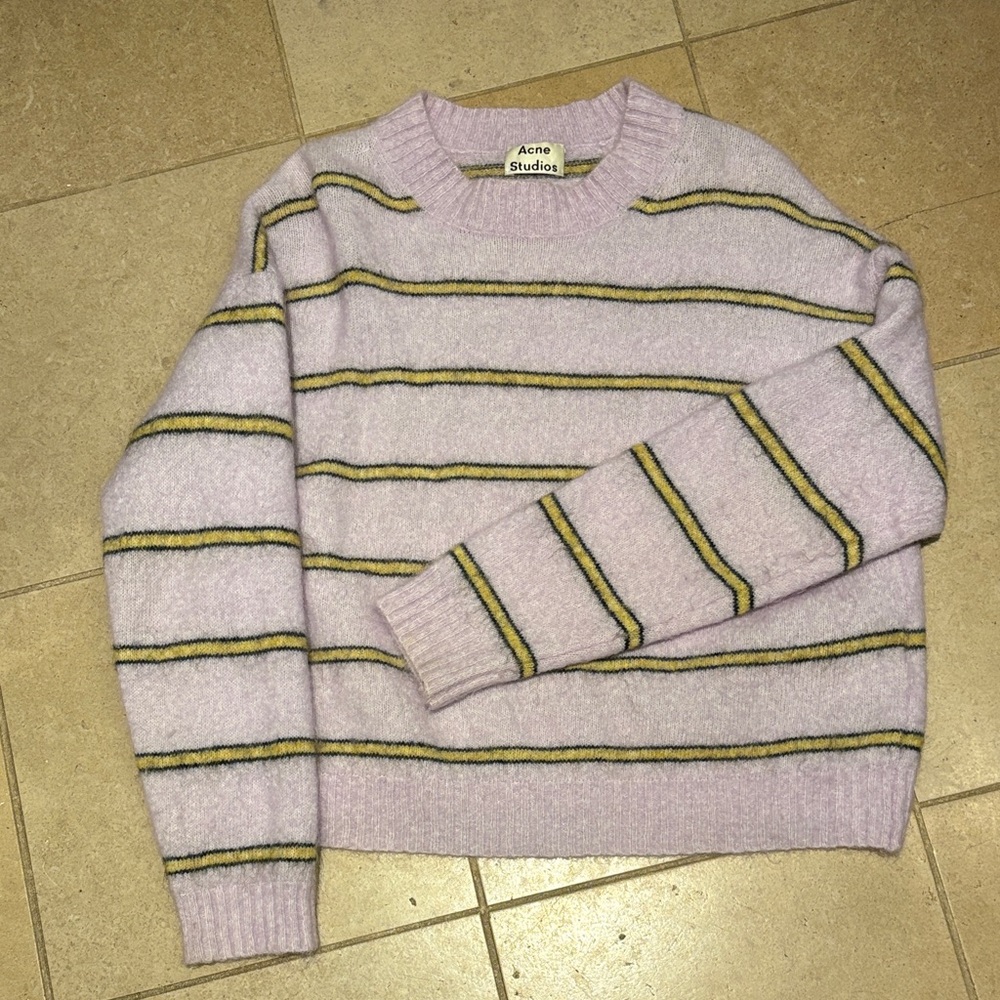 Acne Pastel Purple Striped Crewneck Sweater